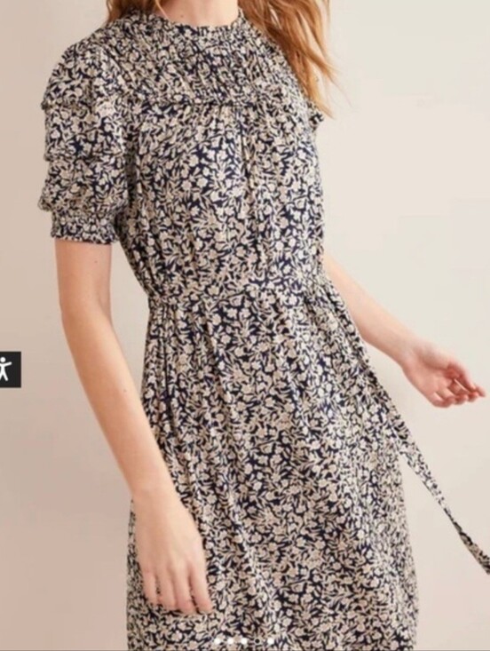Boden Dresses & Skirts - Boden Navy and Cream Floral Yoke Detail Jersey Midi Dress Size 10